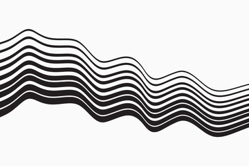 Vector seamless pattern with curve stripe. Black and white stripes as abstract waves for a textured pattern on the background.