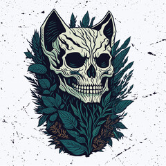 Obraz premium Cat Skull T-shirt design and Cat Skull illustration 