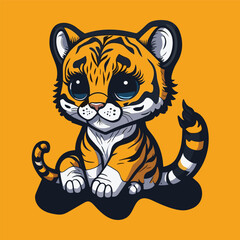 Fototapeta na wymiar Cute tiger baby cartoon character