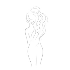 Obraz na płótnie Canvas Woman silhouette art line body. Elegant female figure, naked girl. Line art style. Trendy vector illustration isolated on white background. Contour graphics for design