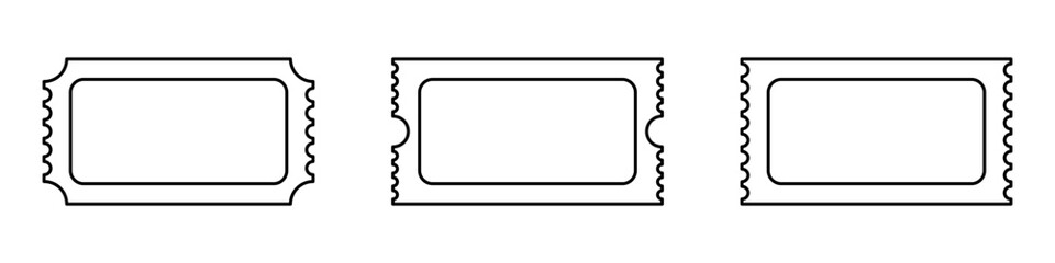 Cinema tickets icon set line style