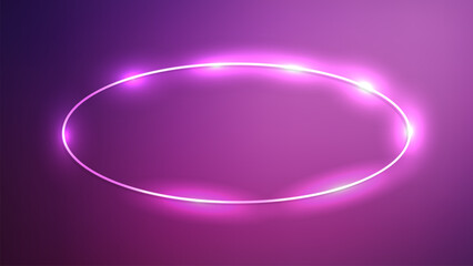 Neon oval frame with shining effects