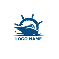 Ship logo, nautical sailing boat icon vector design
