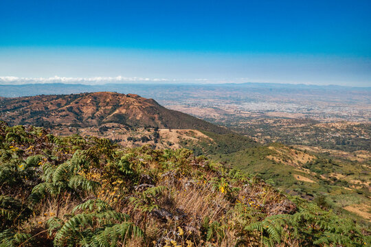 Mountain landscapes against sky seen from Mbeya Peak in Tanzania