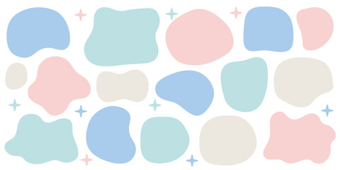 シェイプ　カラフル　抽象的な形　丸　セット　パステル