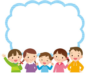 元気な子ども達　笑顔　コピースペース