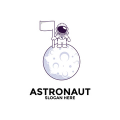 astronaut vector logo icon, Illustration astronaut or space logo design template