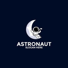 astronaut vector logo icon, Illustration astronaut or space logo design template