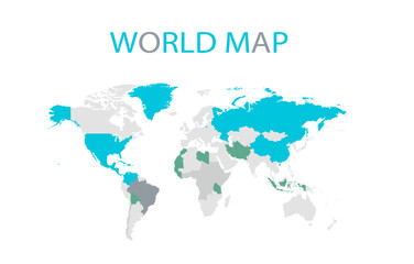 World map infographic politics , blue and Grey color with borders. 