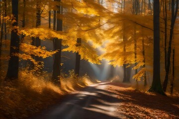 autumn forest in the morning, Ultra High HD Quality