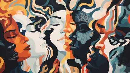 Intersectional Insights: Abstract patterns reflecting the intersectionality of social issues, highlighting the interconnected nature of different movements | generative AI
