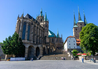 St Mary's Cathedral and St Severus' Church on Domberg hill in erfurt germany