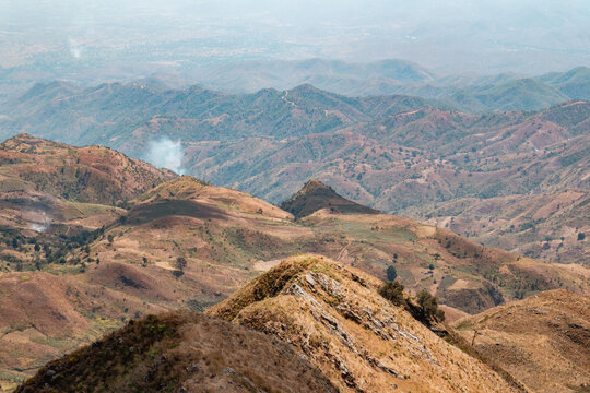 Mountain landscapes against sky seen from Mbeya Peak in Tanzania
