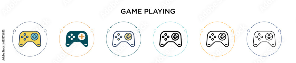 Poster game playing icon in filled, thin line, outline and stroke style. vector illustration of two colored