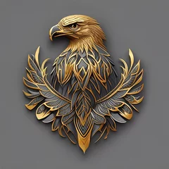 Magnificent royal golden natural ornaments with the head of an eagle on a gray background. Noble and antique © www.barfuss-junge.de