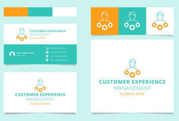 Customer experience management logo design with editable slogan. Branding book and business card template.