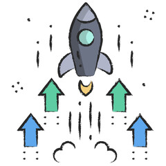 Hand drawn Startup launch illustration icon