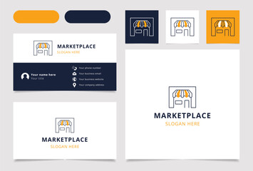 Fototapeta premium Marketplace logo design with editable slogan. Branding book and business card template.