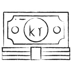 Hand drawn Krone Currency illustration icon