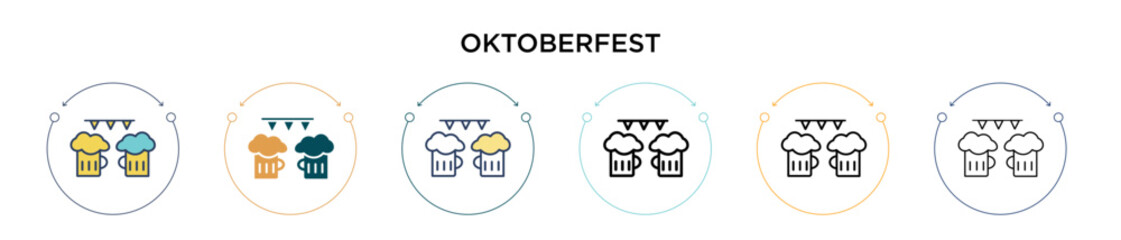 Oktoberfest icon in filled, thin line, outline and stroke style. Vector illustration of two colored and black oktoberfest vector icons designs can be used for mobile, ui, web