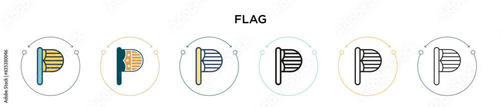 Wall mural flag icon in filled, thin line, outline and stroke style. vector illustration of two colored and bla