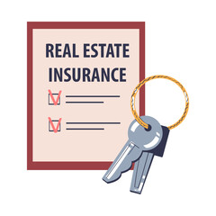 Insurance of Real Estate as Security and Protection from Loss Vector Illustration