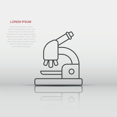 Microscope icon in flat style. Laboratory magnifier vector illustration on isolated background. Biology instrument sign business concept.