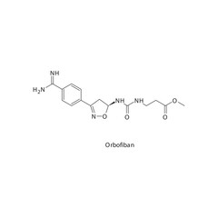 Orbofiban flat skeletal molecular structure Glycoprotein IIb/IIIa inhibitors drug used in risk of thrombosis treatment. Vector illustration.