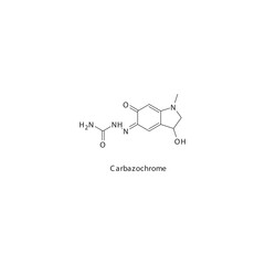 Carbazochrome  flat skeletal molecular structure Antifibrinolytics  drug used in risk of bleeding treatment. Vector illustration.