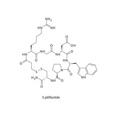 Eptifibatide flat skeletal molecular structure Glycoprotein IIb/IIIa inhibitors drug used in risk of thrombosis treatment. Vector illustration.