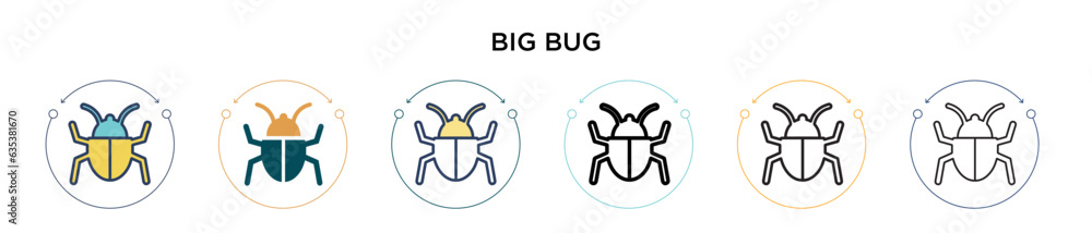 Poster big bug icon in filled, thin line, outline and stroke style. vector illustration of two colored and 
