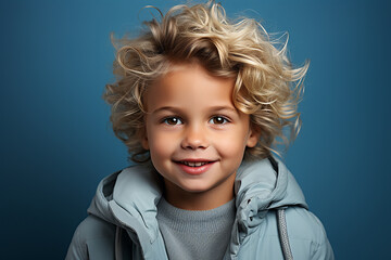 Generative ai studio portrait of cute little blonde boy on different colour backgrounds