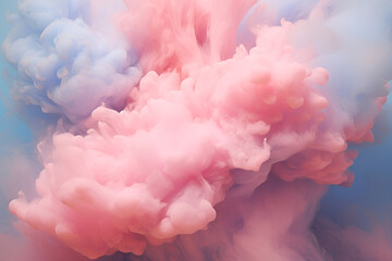 Pink smoke on blue ink background, colorful fog, abstract image, acrylic pigment