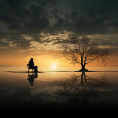 time, loneliness, reflections on life, An elderly person feeling lonely