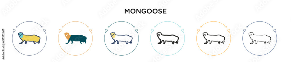 Poster mongoose icon in filled, thin line, outline and stroke style. vector illustration of two colored and