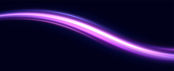 neon multicolored glowing swirl. The effect of moving at the speed of light. Easy trail. Shiny wavy path. Vector.