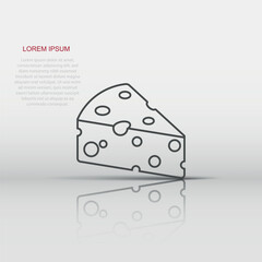Cheese slice icon in flat style. Milk food vector illustration on isolated background. Breakfast sign business concept.