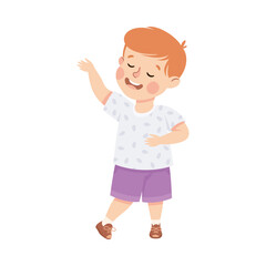 Little Boy Character Standing and Tell Story or Recite Poetry Vector Illustration