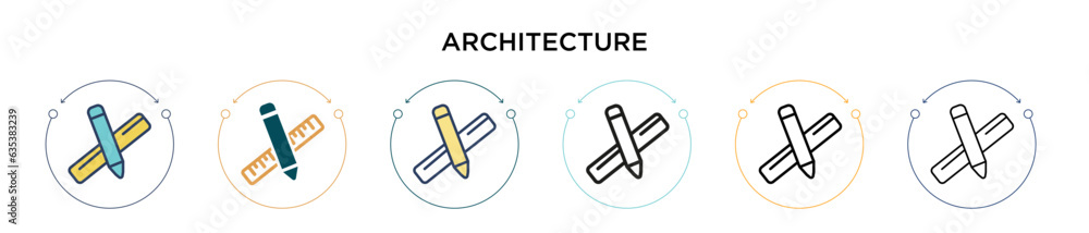 Poster architecture icon in filled, thin line, outline and stroke style. vector illustration of two colored
