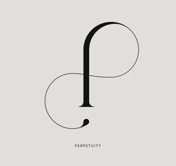 Perpetuity - logo design. Vector logo in the shape of the letter "p" with the sign of infinity.