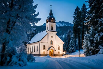 church in winter - Powered by Adobe