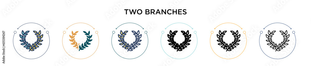 Poster two branches symbol of frame icon in filled, thin line, outline and stroke style. vector illustratio