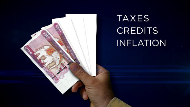 Myanmar Kyat growing pile of money in hand concept 3d illustration