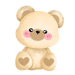 Cute White Bear,watercolor, toy bear , cartoon,cute, vector , illustration,hand drawn, graphic,cartoon,teddy bear isolated on white
