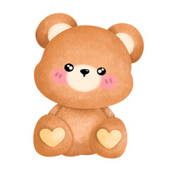 Cute Brown Bear,watercolor,toy bear ,cartoon,cute, vector ,illustration,hand drawn,graphic,cartoon,
teddy bear isolated on white