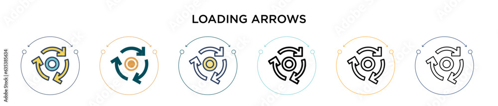 Poster loading arrows icon in filled, thin line, outline and stroke style. vector illustration of two color
