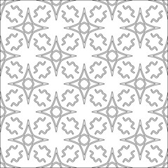 Vector pattern with symmetrical elements . Modern stylish abstract texture. Repeating geometric tiles from striped elements.Black and white pattern.