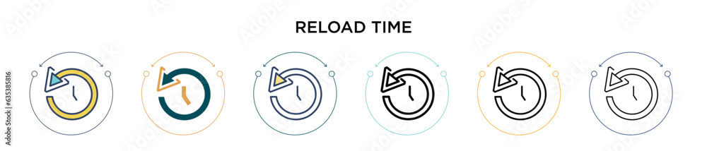Poster reload time icon in filled, thin line, outline and stroke style. vector illustration of two colored 