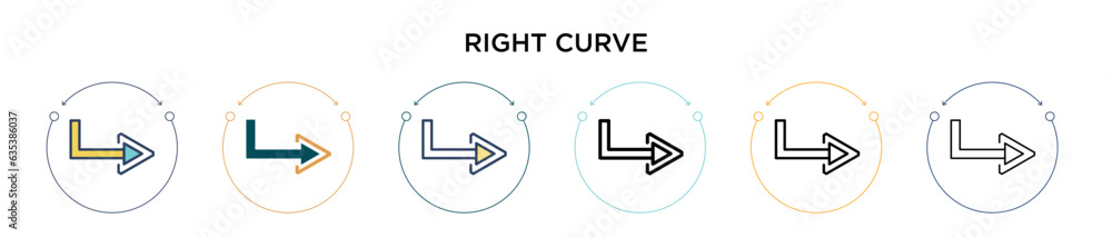 Poster right curve icon in filled, thin line, outline and stroke style. vector illustration of two colored 