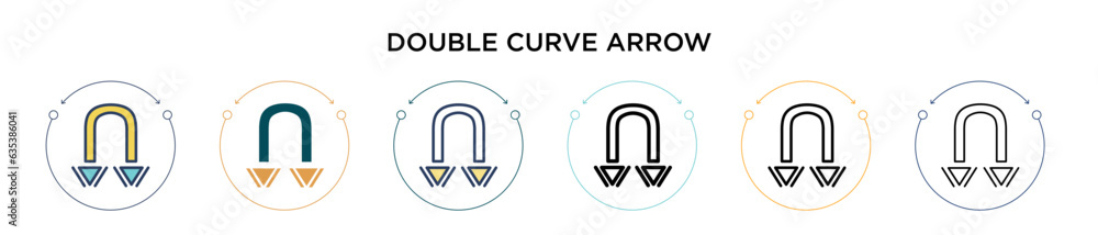 Poster double curve arrow icon in filled, thin line, outline and stroke style. vector illustration of two c
